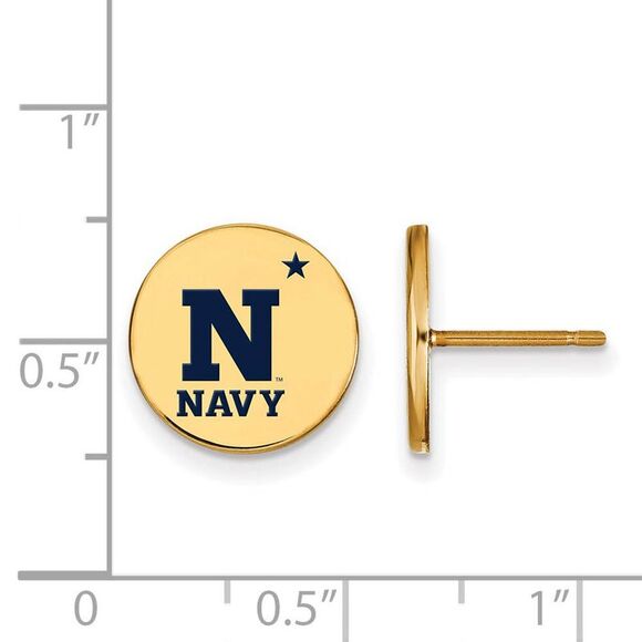 14k Gold Plated Silver U.S. Naval Academy Small Enamel Disc Earrings - Picture 2 of 3